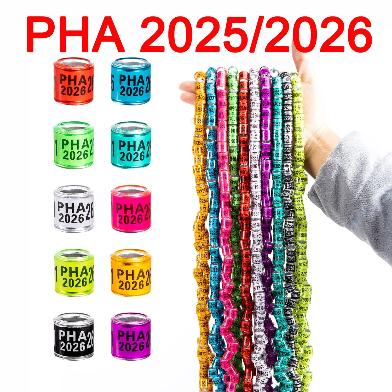 حلقة قدم الحمام 2025/2026 معرف 8 مم مع أرقام ألومنيوم بلاستيك لتدريب الحمام الزاجل في الهواء الطلق، حلقة تعليم 60 قطعة