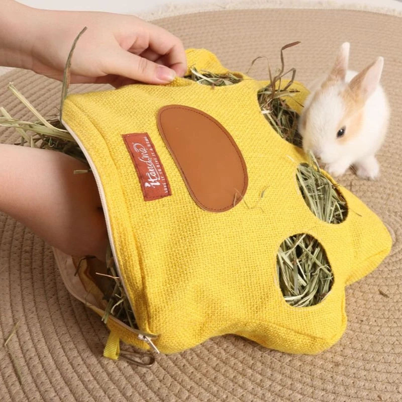 Mangeoire à foin pour lapins, à suspendre, grande capacité, anti-mastication, pour petits animaux, pochette durable, râtelier à foin pratique pour rongeurs