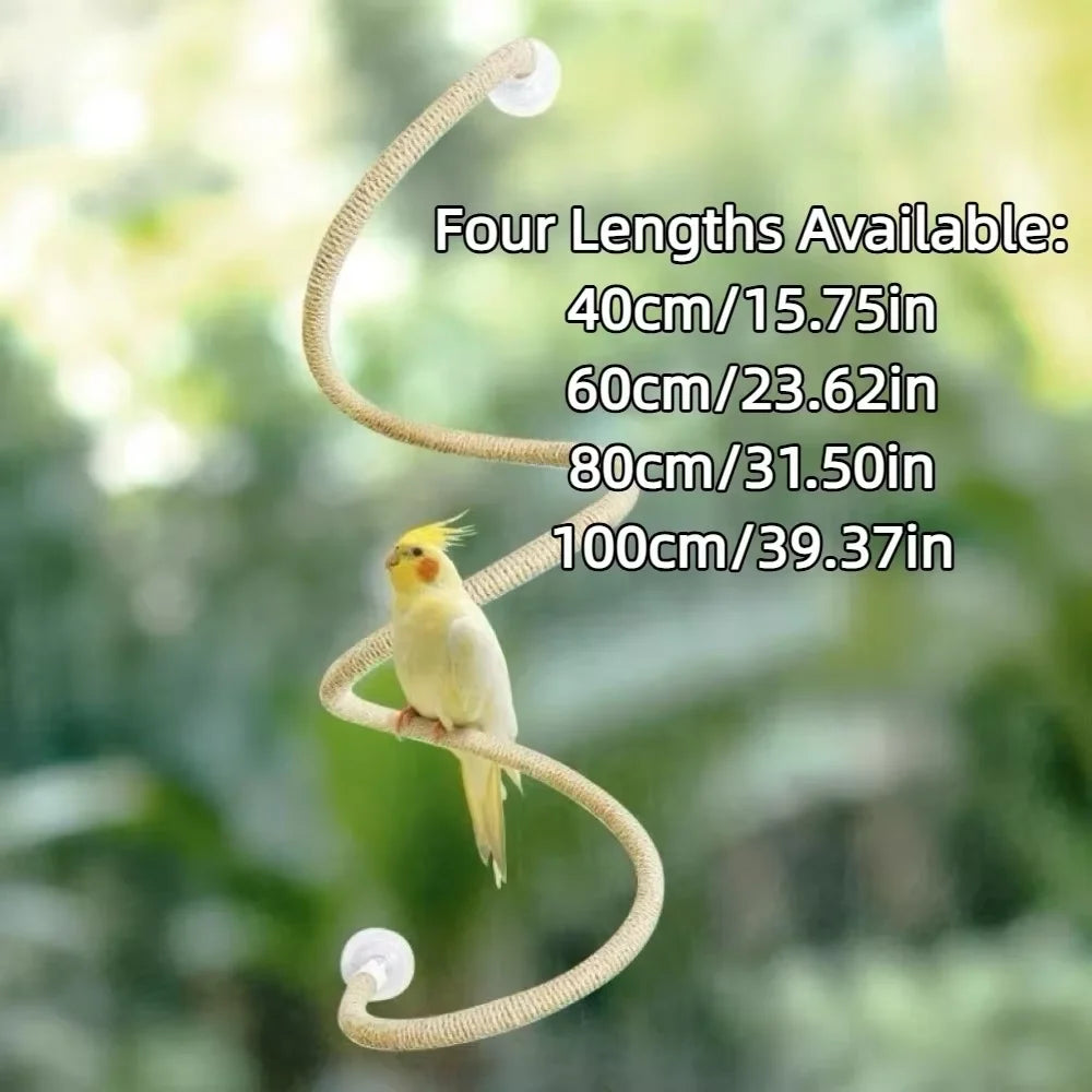 Perchoir à oiseaux en corde de lin antidérapant, pliable, à faire soi-même, avec ventouse, jouet d'escalade stable pour petits et moyens oiseaux