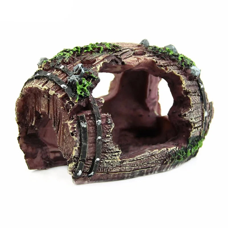 Aquarium Baril Artificiel Grotte Résine Ornements Décorations Paysage Accessoires Pour Aquarium Décoration Fond