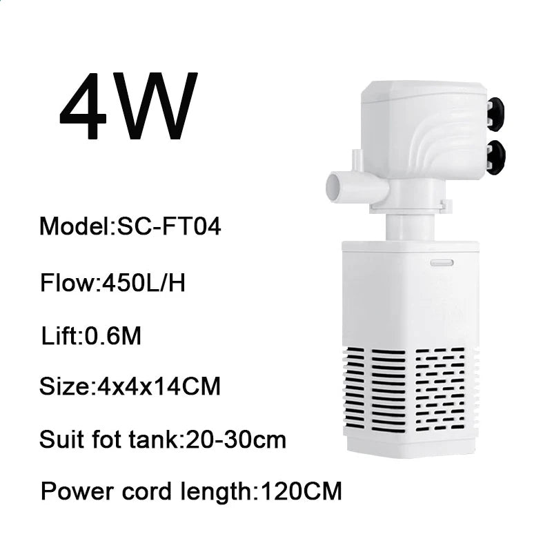 3 in 1 Aquarium Filter Pump Silent Fish Tank Submersible Air Oxygen Aerator Aquarium Air Pump Water Changer Pump Wave Maker 220v