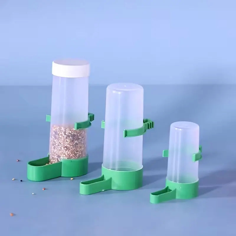2 Automatic Bird Waterers and Feeders, Anti-Spill Water Bottles and Cups for Parrots and Pets