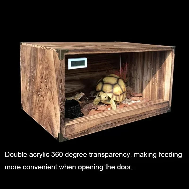 Natural Wood Reptile Pet Breeding Box Crawling Pet Feeding Box Lizard Scorpion Snake Box Pet House Insulation Box