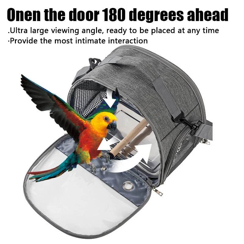Cage de transport portable pour oiseaux avec plateau Petite cage multifonctionnelle pour perroquets Sac de transport pour oiseaux d'extérieur pour chats