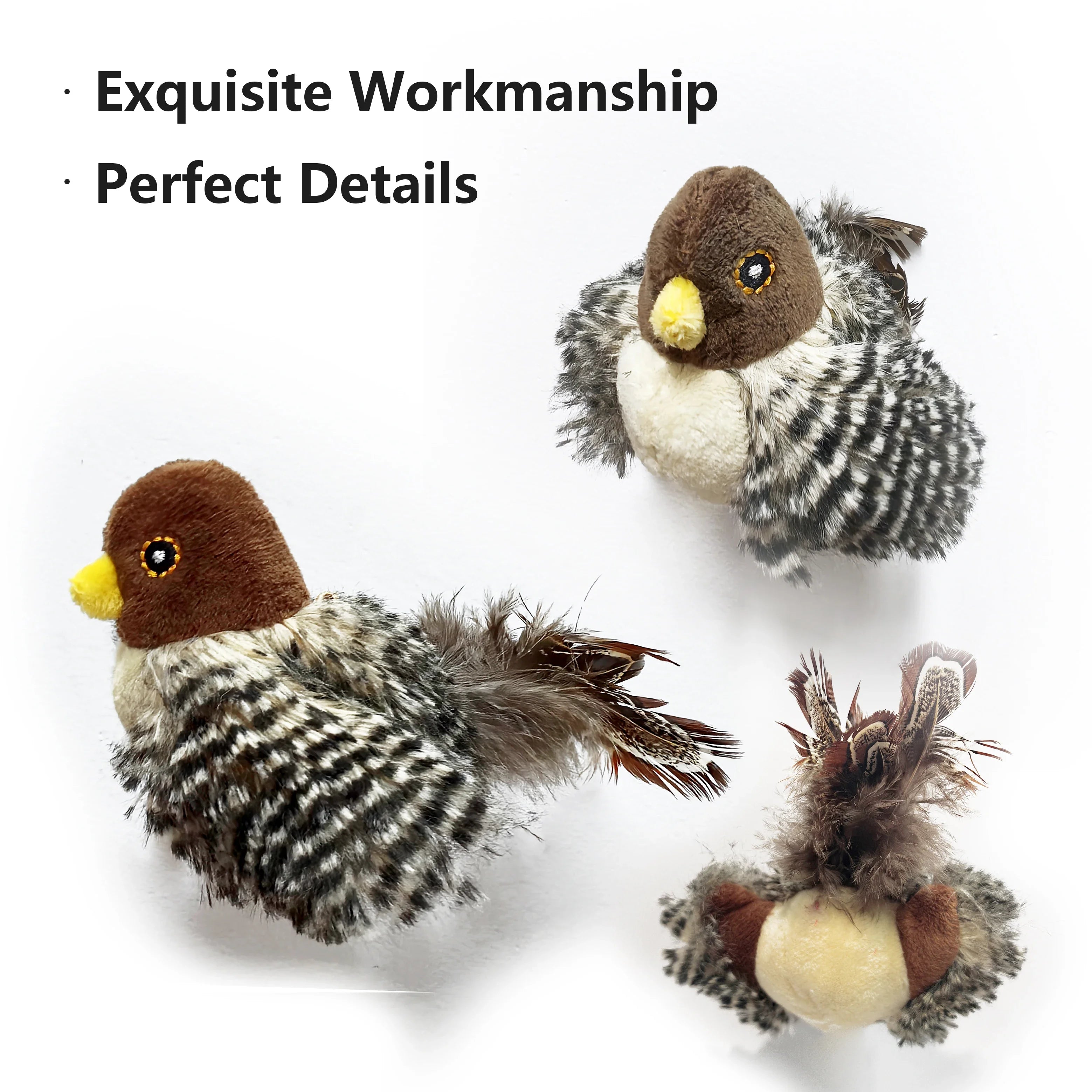 Jouet interactif pour chat électrique, jouet en peluche simulant le chant d'oiseau, jouet pour animaux de compagnie en forme d'oiseau avec plumes