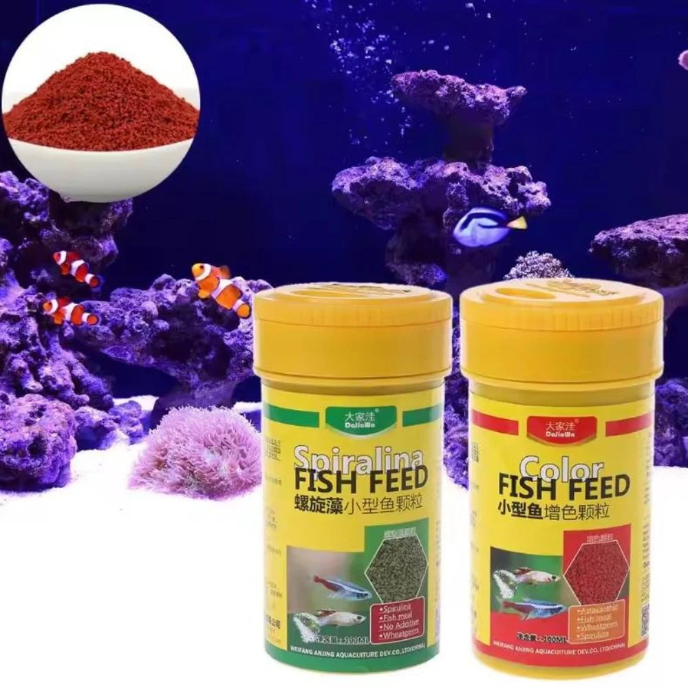 Nourriture en granules de spiruline pour poissons tropicaux de 100 ml, nutrition pour poissons d'aquarium, rehausse les couleurs, fournitures d'alimentation