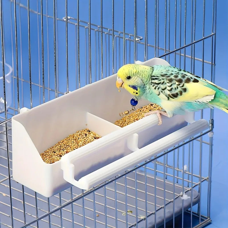 Mangeoire à oiseaux Perroquet suspendu Bol de nourriture et d'eau Distributeur de nourriture à double grille pour Perroquets Perruches Pigeons