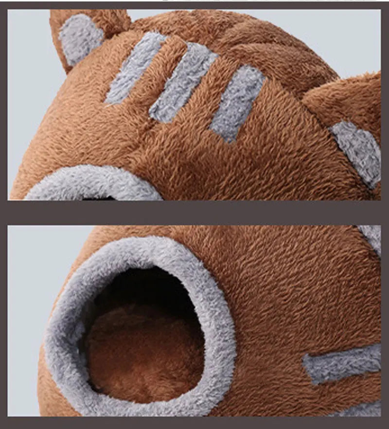 Winter Deep Sleep Comfort Cat Bed Cute Bear Head Shape Nest Pets Tent Cozy Cave for Cats House Soft And Self Warming Kitten Beds