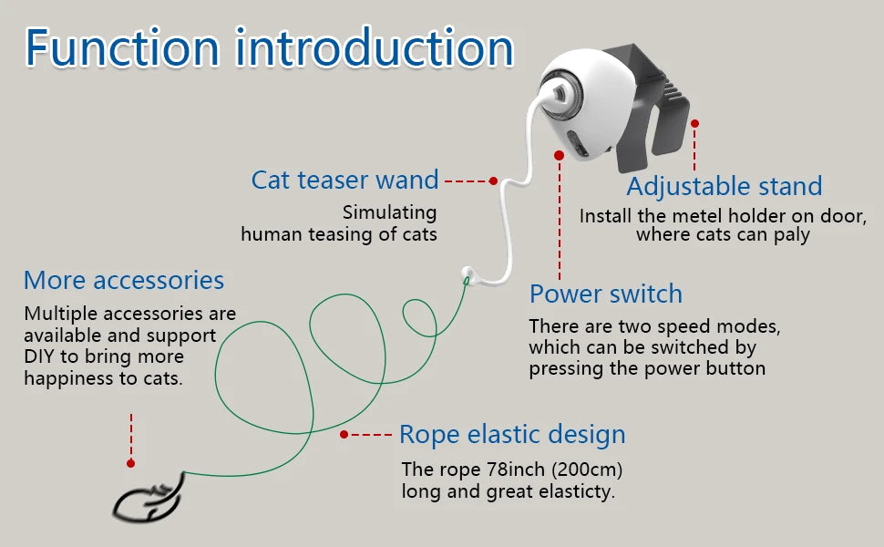 Jouet électrique pour chat à corde automatique, jouets interactifs à suspendre pour chaton, bâtons attrape-chat à mouvement aléatoire