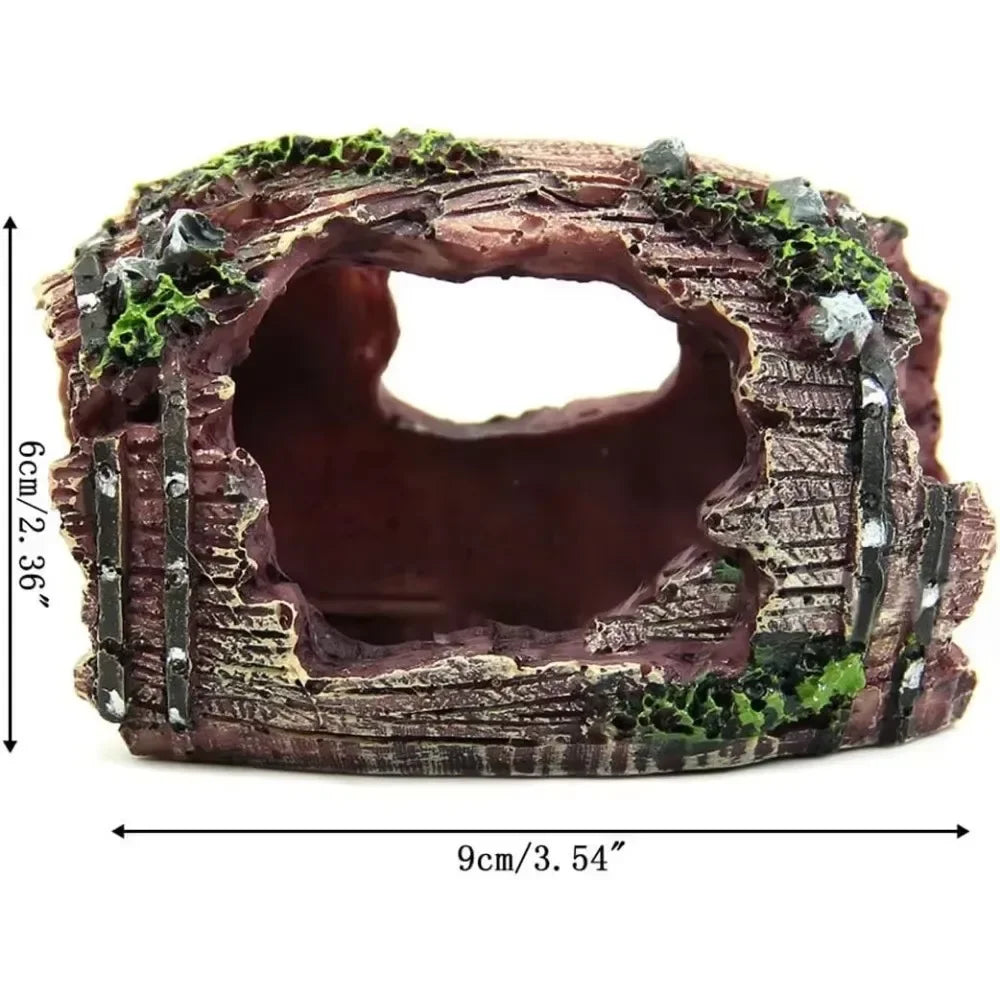 Nouvelles Fournitures d'Aquarium Décoration de Paysage d'Aquarium Grotte de Cachette pour Reptiles Simulation Petit Baril de Vin Décoration de Jardinage