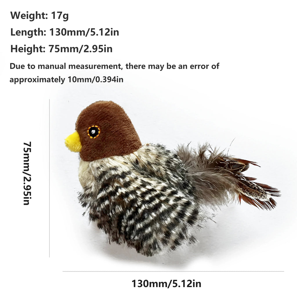 Jouet interactif pour chat électrique, jouet en peluche simulant le chant d'oiseau, jouet pour animaux de compagnie en forme d'oiseau avec plumes