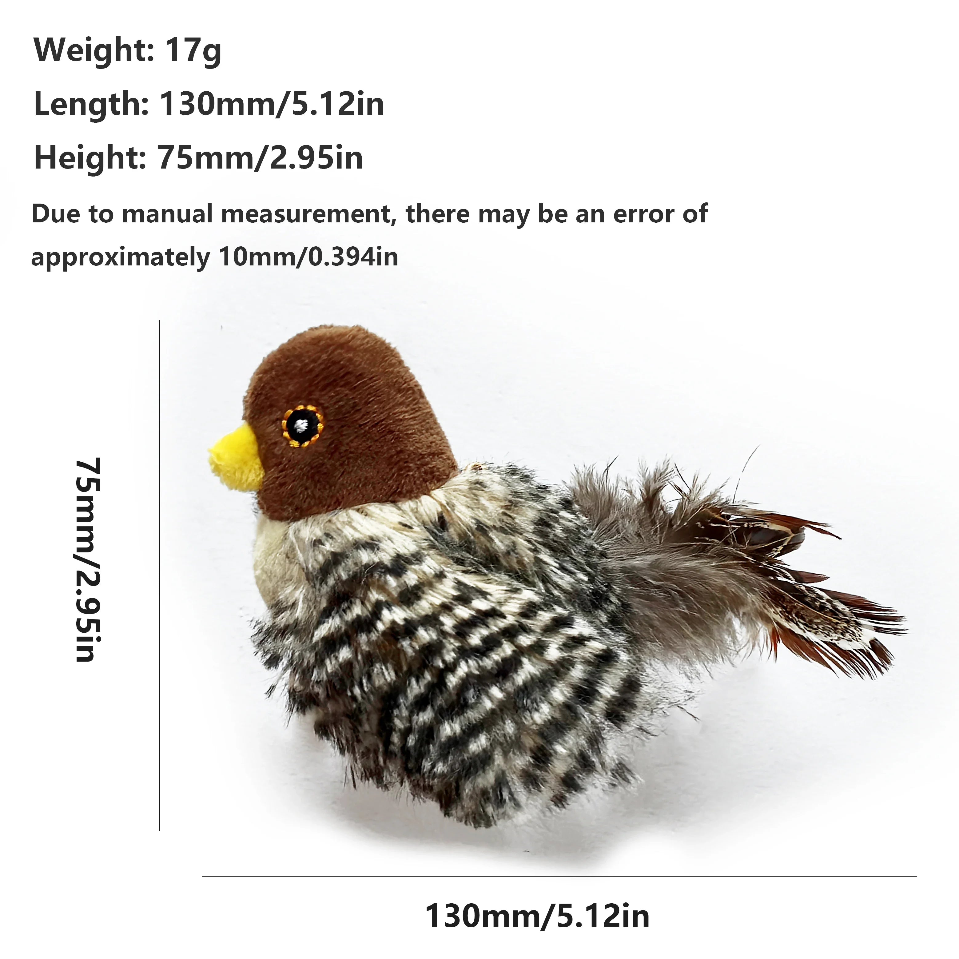 Jouet interactif pour chat électrique, jouet en peluche simulant le chant d'oiseau, jouet pour animaux de compagnie en forme d'oiseau avec plumes