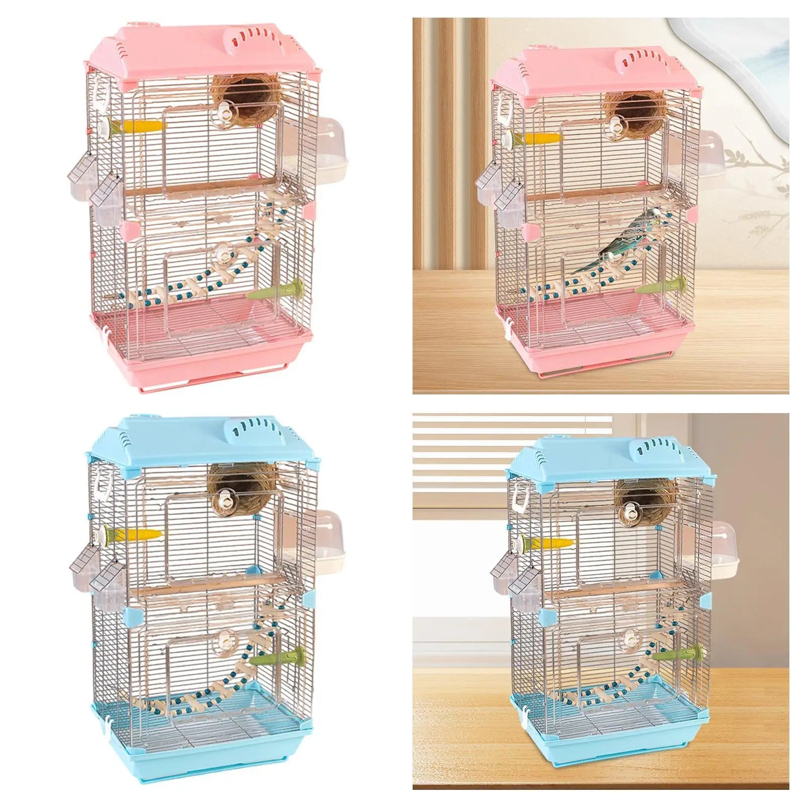 Bird Cage Loro Cage Cage Decoration of Transparent Acrylic Pájaro Double Layer for Láscecas Loros