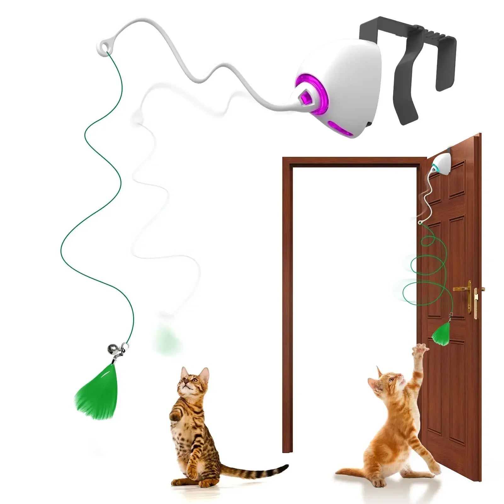 Jouet électrique pour chat à corde automatique, jouets interactifs à suspendre pour chaton, bâtons attrape-chat à mouvement aléatoire
