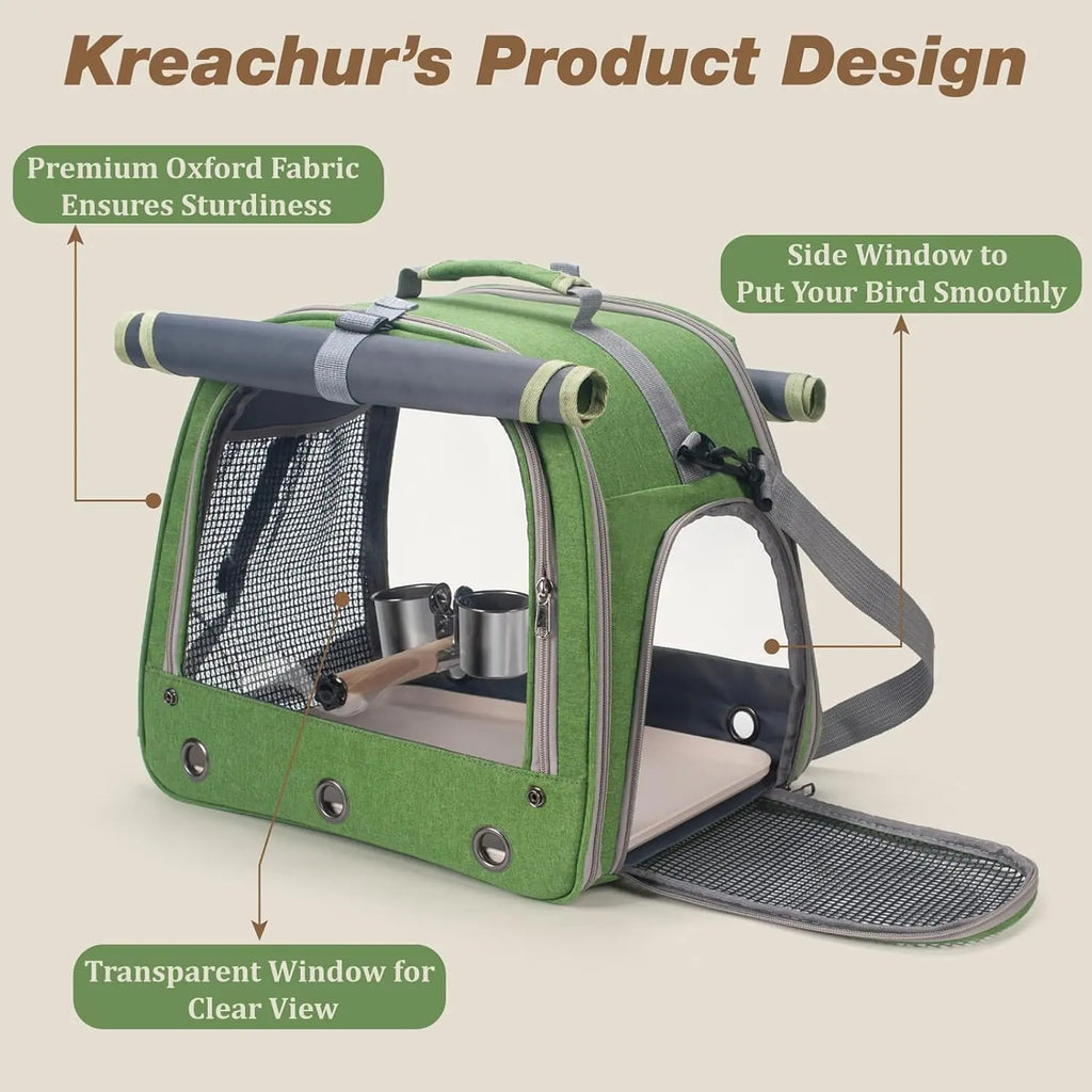 Sac de transport pour oiseaux avec perchoir pour perruche, inséparable, perroquet gris africain, calopsitte, caïque, conure, quaker, sac de voyage pour animaux de compagnie, idéal pour la randonnée