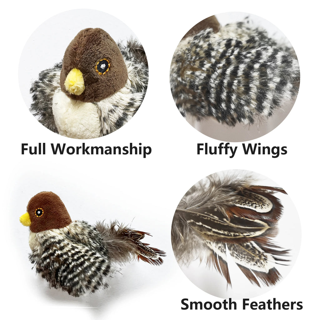 Jouet interactif pour chat électrique, jouet en peluche simulant le chant d'oiseau, jouet pour animaux de compagnie en forme d'oiseau avec plumes