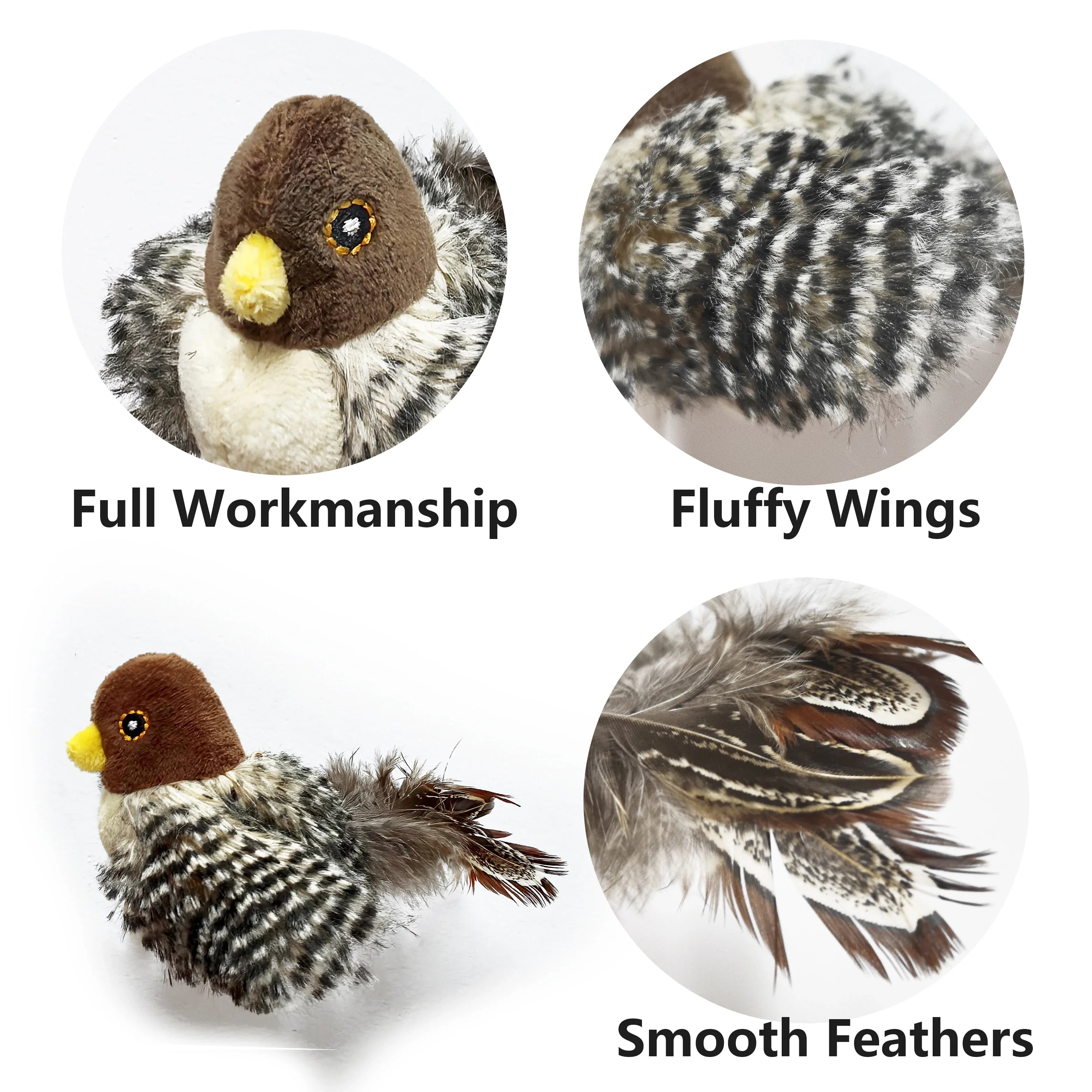 Jouet interactif pour chat électrique, jouet en peluche simulant le chant d'oiseau, jouet pour animaux de compagnie en forme d'oiseau avec plumes