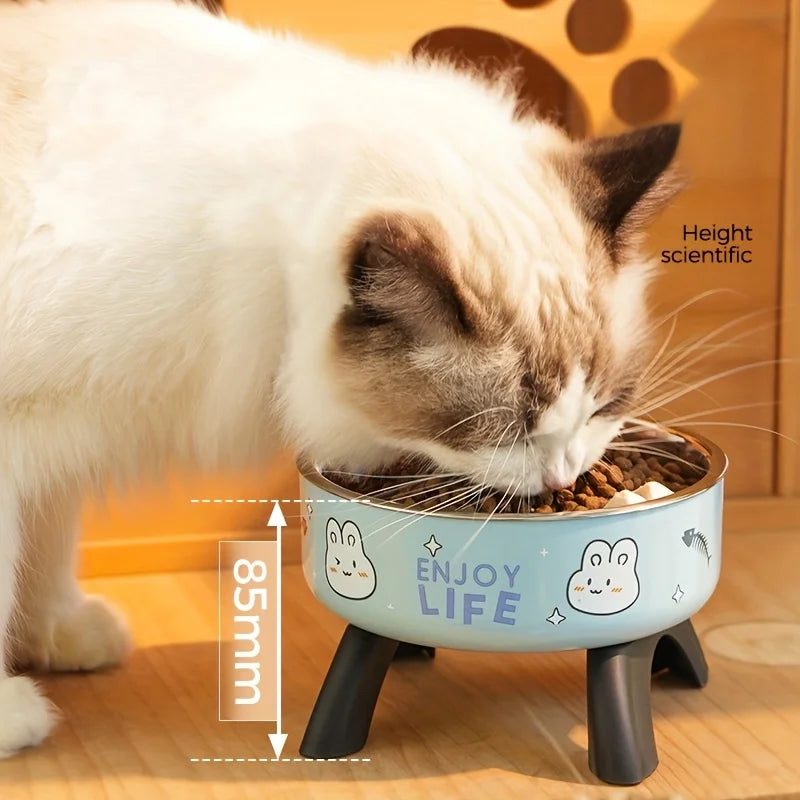 Gamelle surélevée antidérapante en acier inoxydable pour chiens et chats de petite taille - Conception anti-débordement avec motif mignon