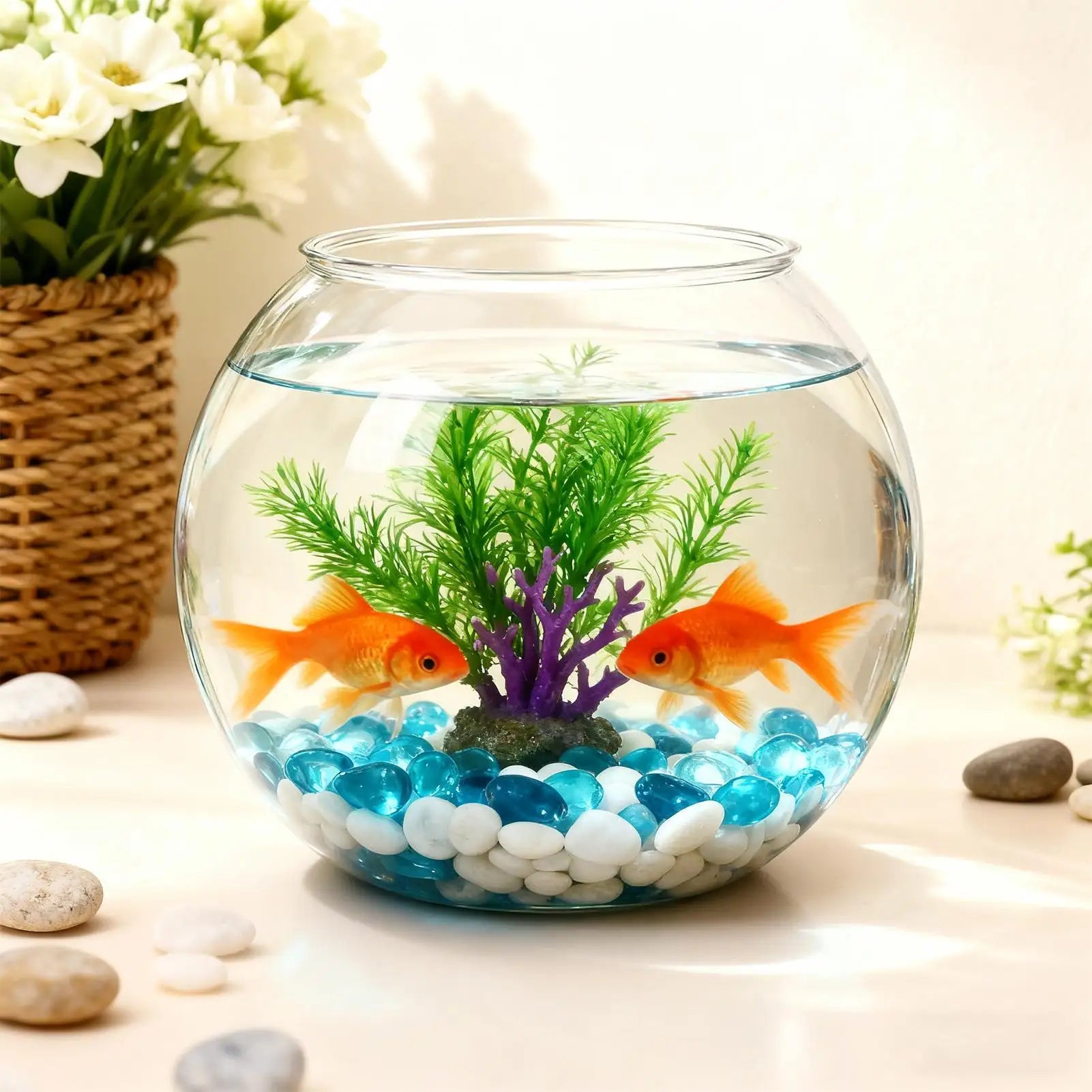 Decorative Aquarium Mini Fish Bowl Desktop Clear Landscape Fish Tank Bubble Planter Bowl For Table Centerpiece Party Decor