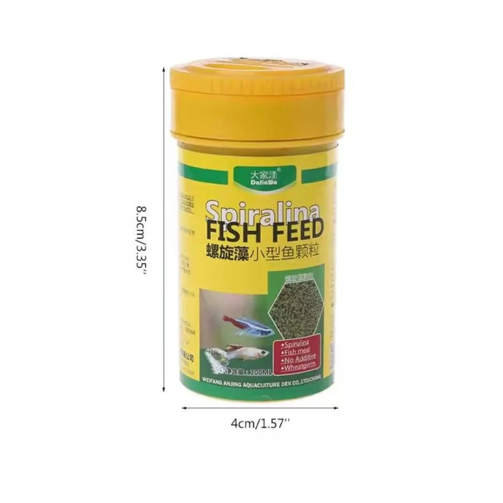 Nourriture en granules de spiruline pour poissons tropicaux de 100 ml, nutrition pour poissons d'aquarium, rehausse les couleurs, fournitures d'alimentation