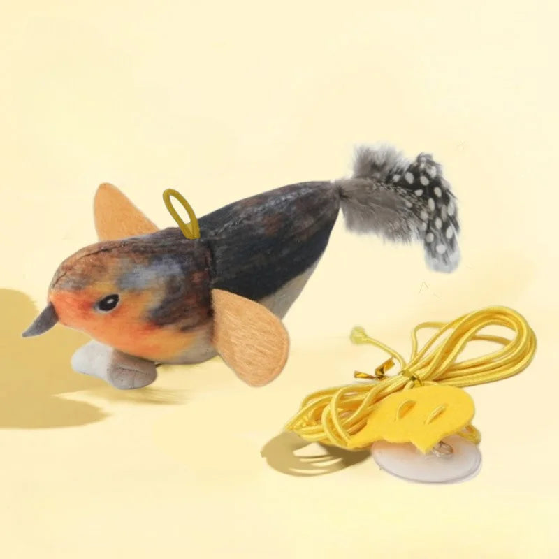 Indoor Interactive Birds Toy for Cat Chasing Teasing Toy Sounding Catnip Cat Teaser Toy Self-hilarity Wall Hanging Birds Cat Toy