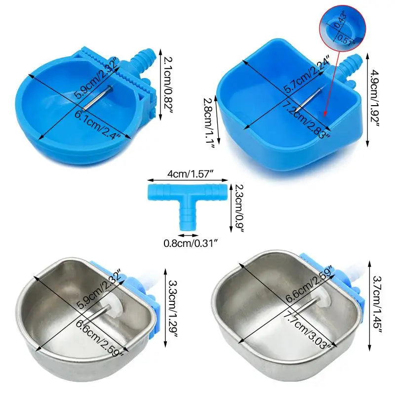 4 Pcs Abreuvoir automatique pour lapin en acier inoxydable / plastique Abreuvoir pour poulet et canard de ferme Facile à installer Abreuvoirs pour animaux