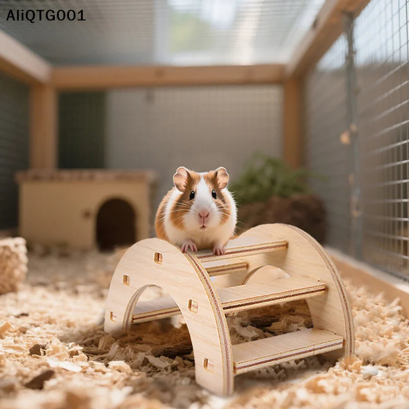 Wooden Bridge Seesaw Swing Set for Hamsters Small Animal Activity Center DIY Cage Accessories Climbing Toys