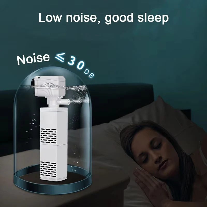 3 in 1 Aquarium Filter Pump Silent Fish Tank Submersible Air Oxygen Aerator Aquarium Air Pump Water Changer Pump Wave Maker 220v