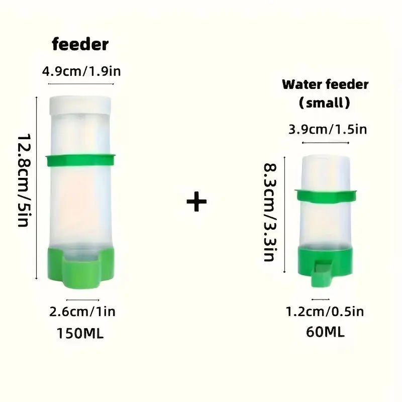 2 Automatic Bird Waterers and Feeders, Anti-Spill Water Bottles and Cups for Parrots and Pets
