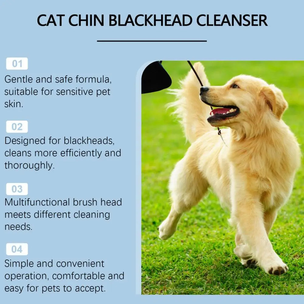 Nouveau Nettoyant pour Menton de Chat 30g Lotion Nettoyante Points Noirs avec Brosse Nettoyant Profond Efficace Spray Nettoyant Doux pour Chiens Chats