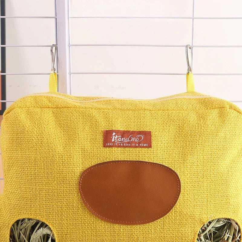 Mangeoire à foin pour lapins, à suspendre, grande capacité, anti-mastication, pour petits animaux, pochette durable, râtelier à foin pratique pour rongeurs