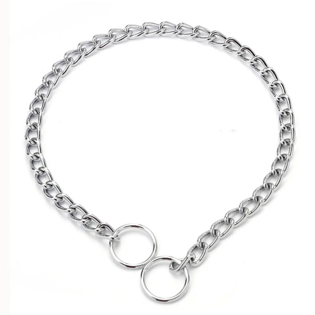 Collier étrangleur pour chien Pet P Snake Chain Collier étrangleur pour chien en acier inoxydable Collier de dressage réglable pour bouledogue