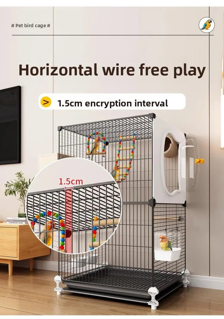 Grande cage à oiseaux pour perroquets, nouveau modèle de villa de luxe pour perruches, calopsittes, inséparables, volière spacieuse haut de gamme avec fonctionnalités modernes