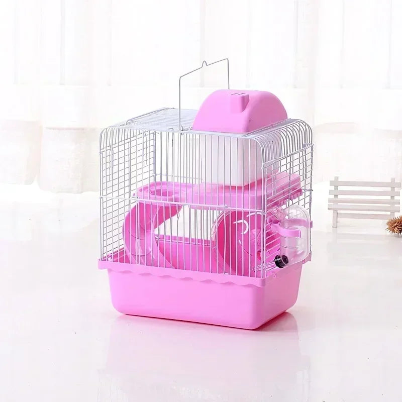 Petite cage de château pour hamster, cage extérieure pour animaux, cage portable, cage de château double couche pour hamster doré et ours.