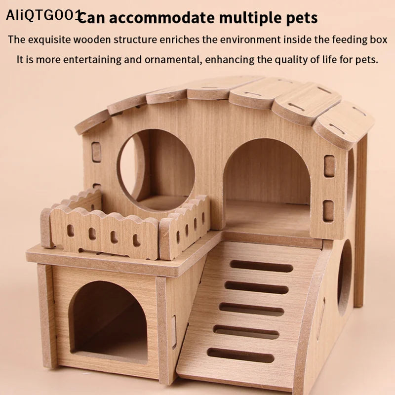 Wooden Bridge Seesaw Swing Set for Hamsters Small Animal Activity Center DIY Cage Accessories Climbing Toys
