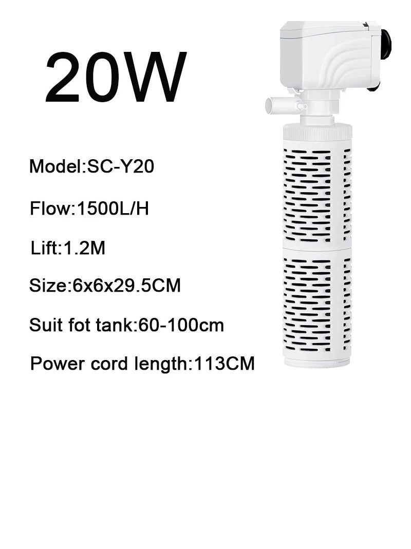 3 in 1 Aquarium Filter Pump Silent Fish Tank Submersible Air Oxygen Aerator Aquarium Air Pump Water Changer Pump Wave Maker 220v