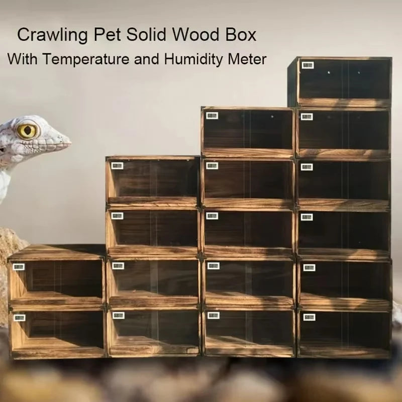 Natural Wood Reptile Pet Breeding Box Crawling Pet Feeding Box Lizard Scorpion Snake Box Pet House Insulation Box
