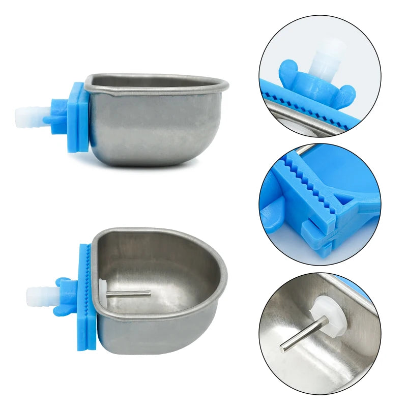 4 Pcs Abreuvoir automatique pour lapin en acier inoxydable / plastique Abreuvoir pour poulet et canard de ferme Facile à installer Abreuvoirs pour animaux