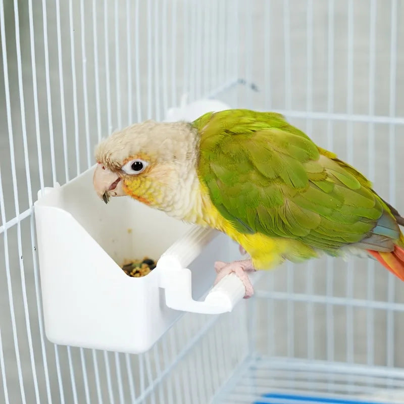 Mangeoire à oiseaux Perroquet suspendu Bol de nourriture et d'eau Distributeur de nourriture à double grille pour Perroquets Perruches Pigeons