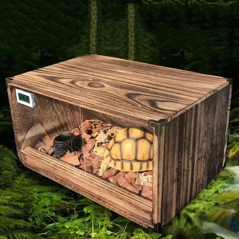 Natural Wood Reptile Pet Breeding Box Crawling Pet Feeding Box Lizard Scorpion Snake Box Pet House Insulation Box