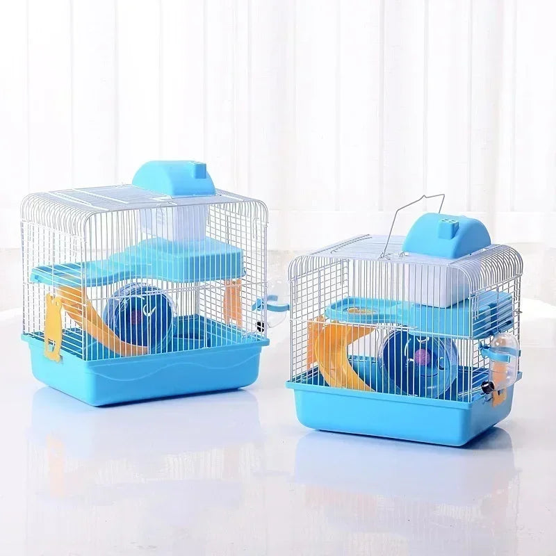 Petite cage de château pour hamster, cage extérieure pour animaux, cage portable, cage de château double couche pour hamster doré et ours.