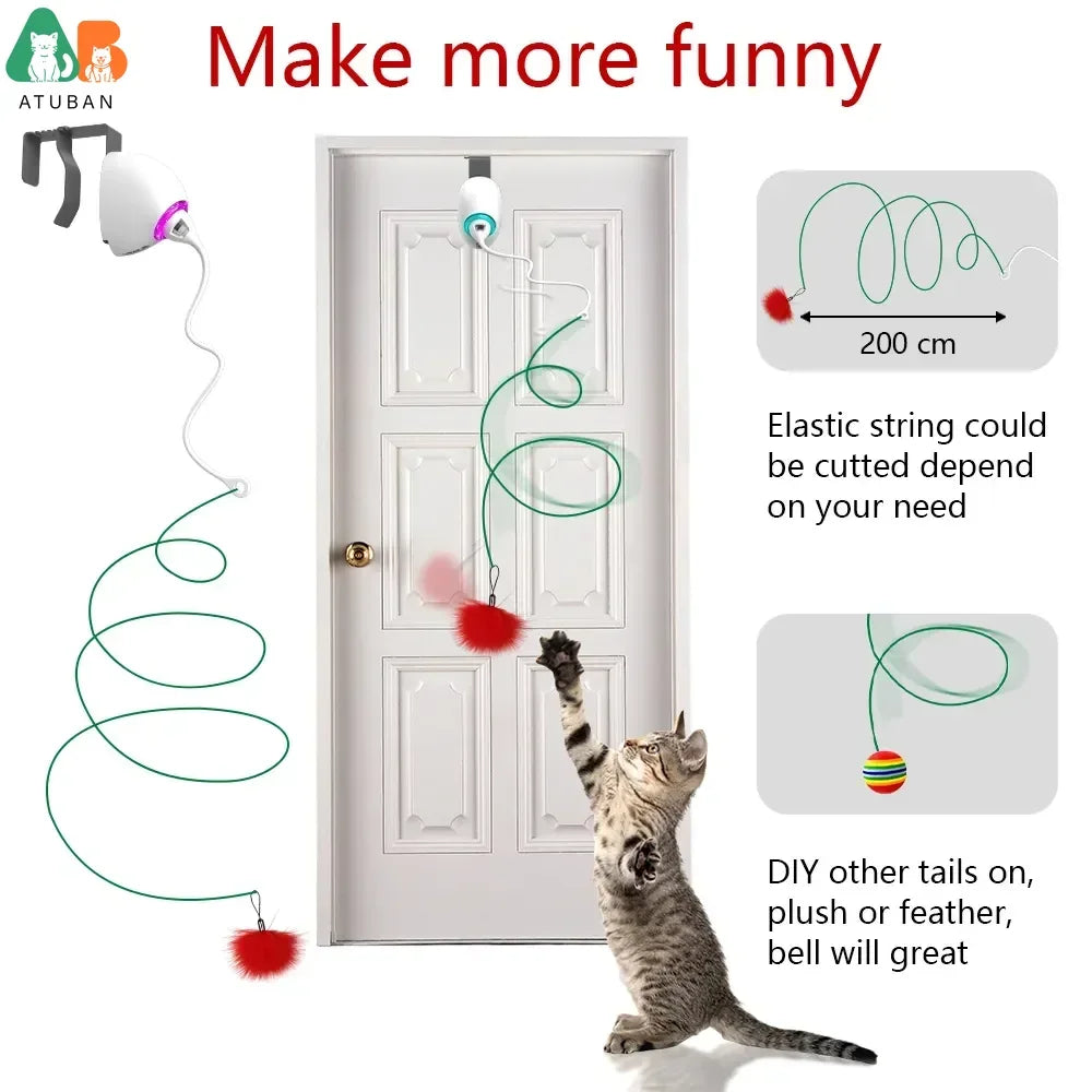 Jouet électrique pour chat à corde automatique, jouets interactifs à suspendre pour chaton, bâtons attrape-chat à mouvement aléatoire