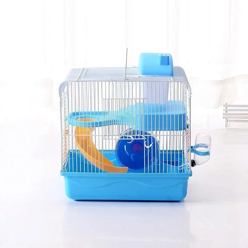 Petite cage de château pour hamster, cage extérieure pour animaux, cage portable, cage de château double couche pour hamster doré et ours.