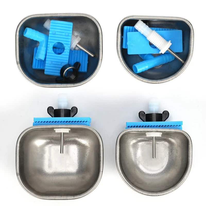 4 Pcs Abreuvoir automatique pour lapin en acier inoxydable / plastique Abreuvoir pour poulet et canard de ferme Facile à installer Abreuvoirs pour animaux