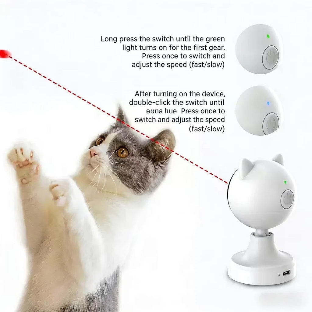 Jouets laser automatiques pour chats, interactifs et intelligents, avec minuterie, jouet LED pour animaux de compagnie, accessoires pour chats d'intérieur, jouet électronique rotatif pour chats.