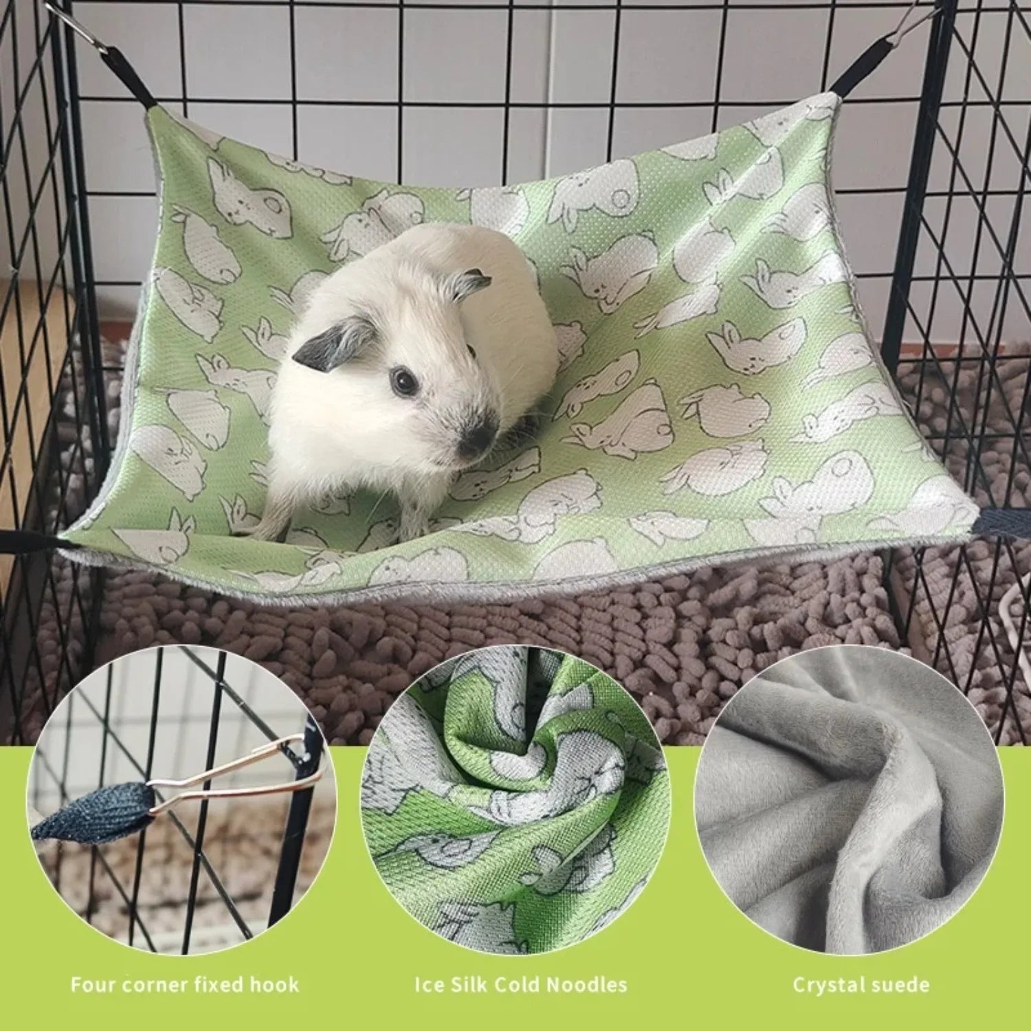 Hamac suspendu rafraîchissant d'été pour hamster – Lit en rotin pour chinchillas, phalangers volants, écureuils, furets, petits animaux de compagnie