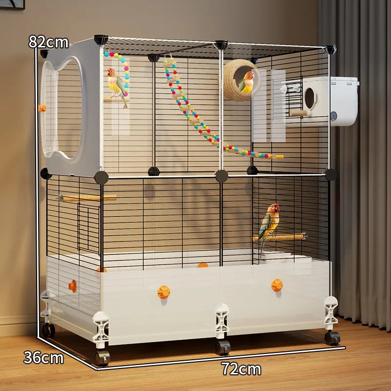 Grande Volière pour Perroquets Spacieuse Volière avec Perchoir Luxe Habitat pour Calopsittes et Perruches Design Anti-Salissures Villa pour Oiseaux