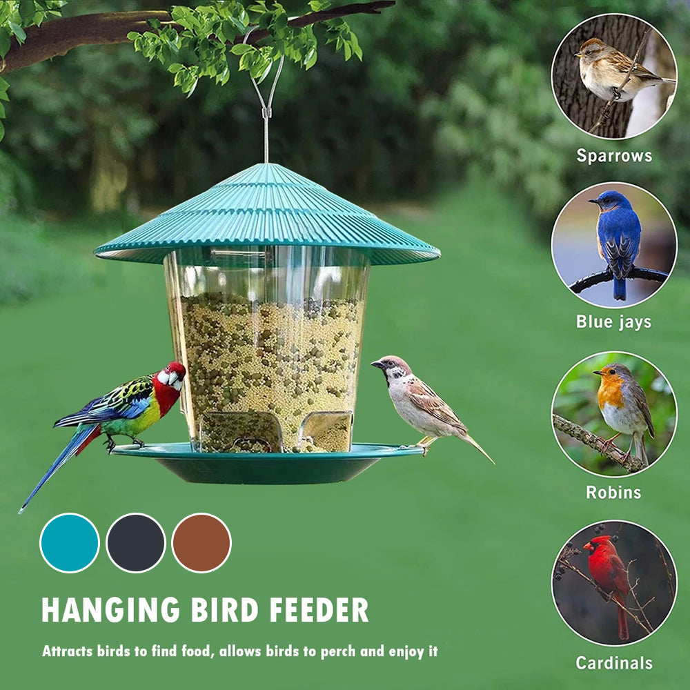 Mangeoire à oiseaux automatique, outil d'alimentation au pied, mangeoire à oiseaux extérieure suspendue, distributeur d'écrous à trous multiples, récipient alimentaire