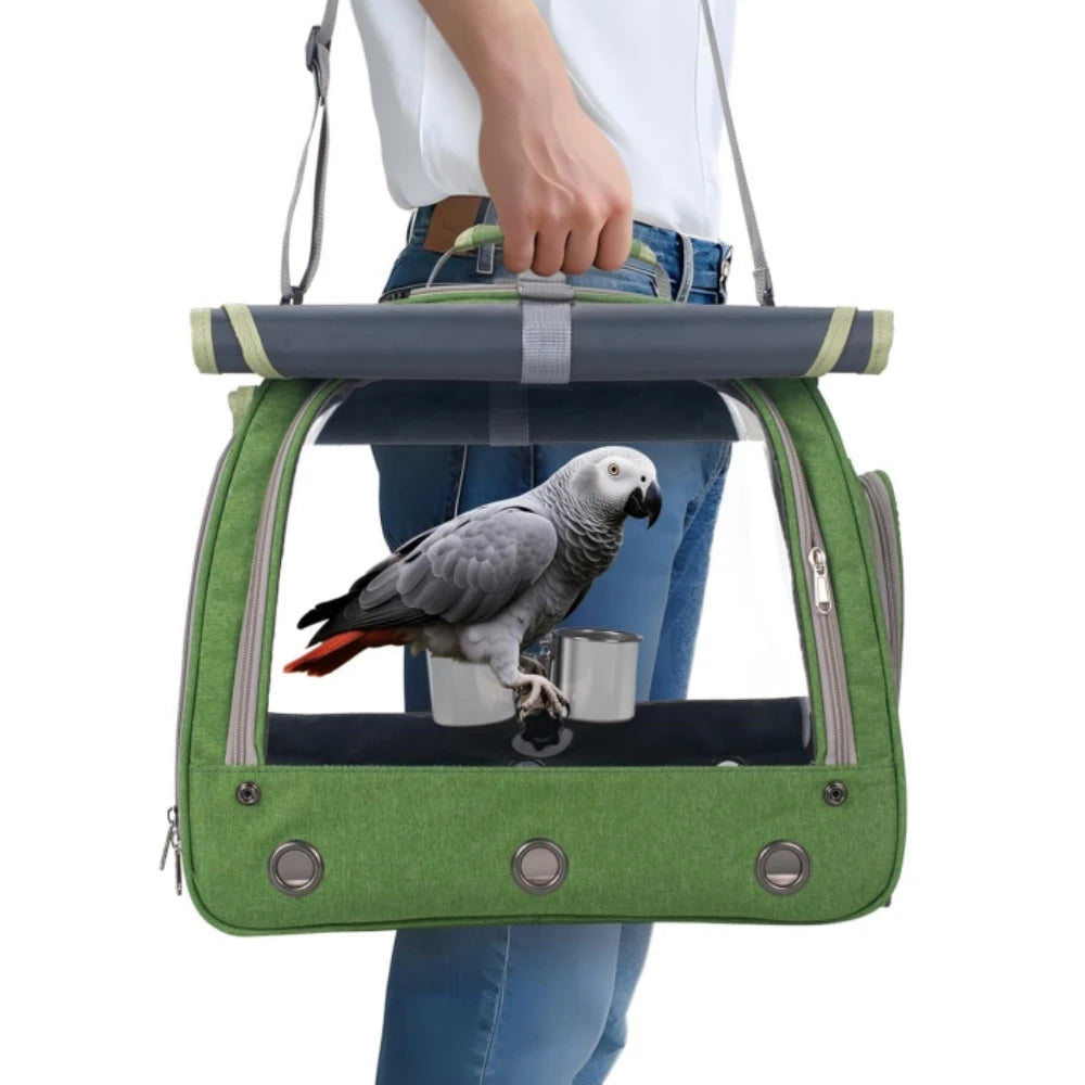 Sac de transport pour oiseaux avec perchoir pour perruche, inséparable, perroquet gris africain, calopsitte, caïque, conure, quaker, sac de voyage pour animaux de compagnie, idéal pour la randonnée