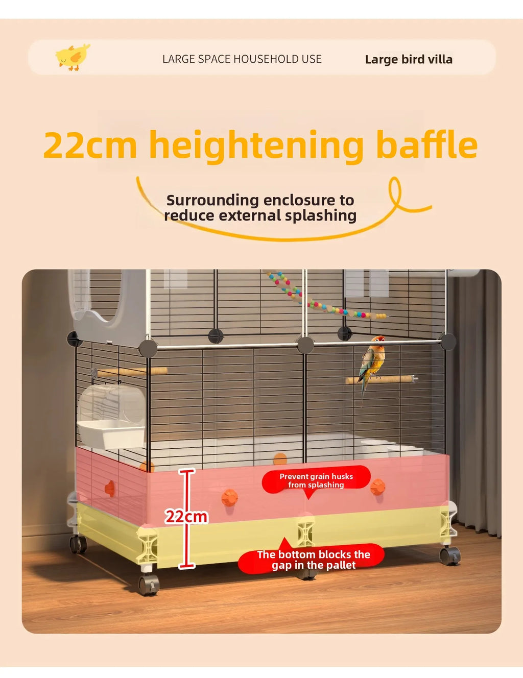 Grande Volière pour Perroquets Spacieuse Volière avec Perchoir Luxe Habitat pour Calopsittes et Perruches Design Anti-Salissures Villa pour Oiseaux